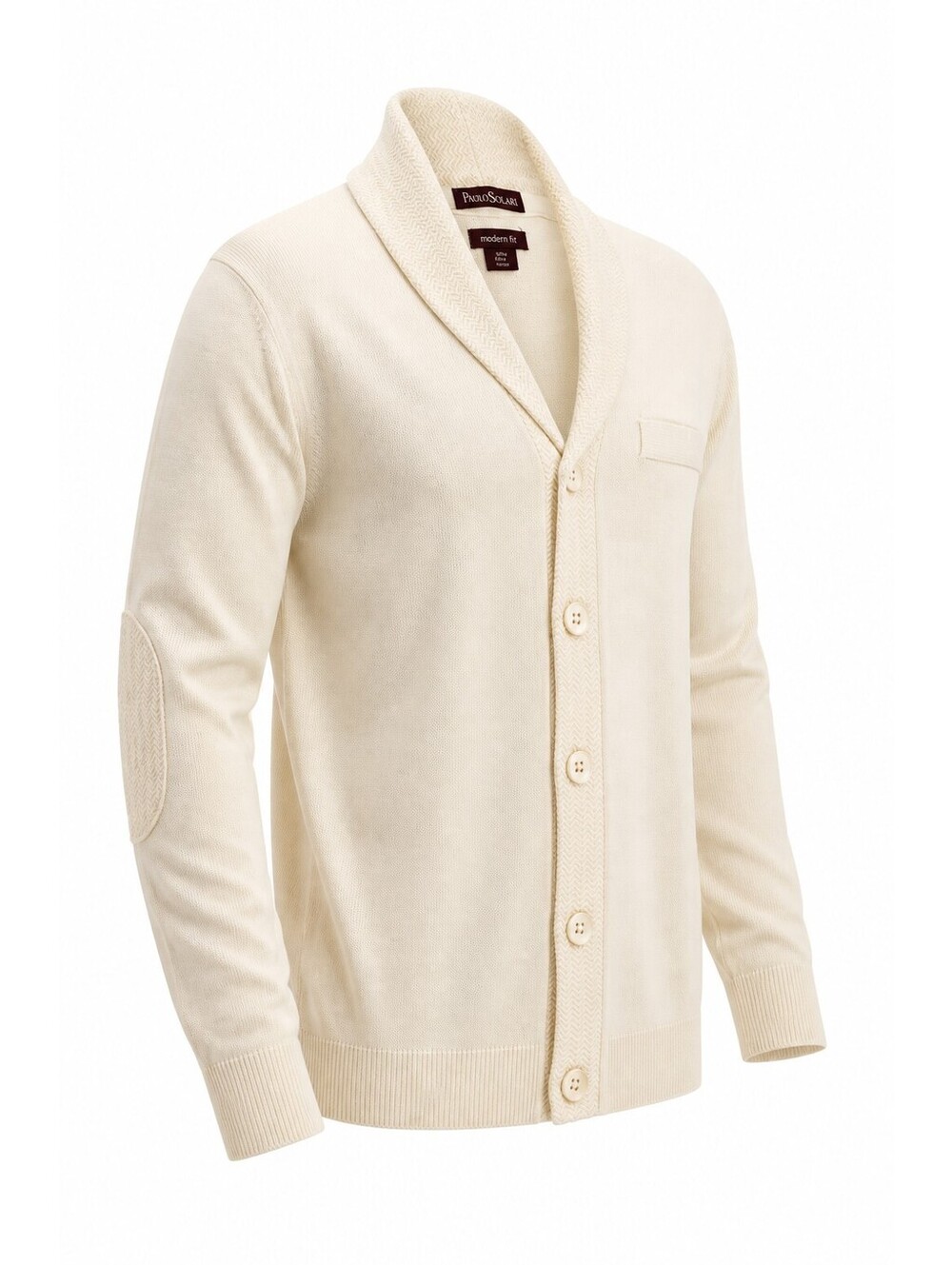 Paulo Solari Modern Fit XXL Cream Button-Up Cardigan Sweater